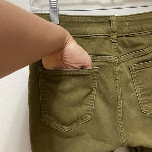 Anthropologie Army Green Moto Zippered High-Rise Denim Leggings Sz 26 Petite - Picture 10 of 16